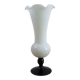 Vase vintage en verre opalin – Blanc et améthyste, années 1970/80