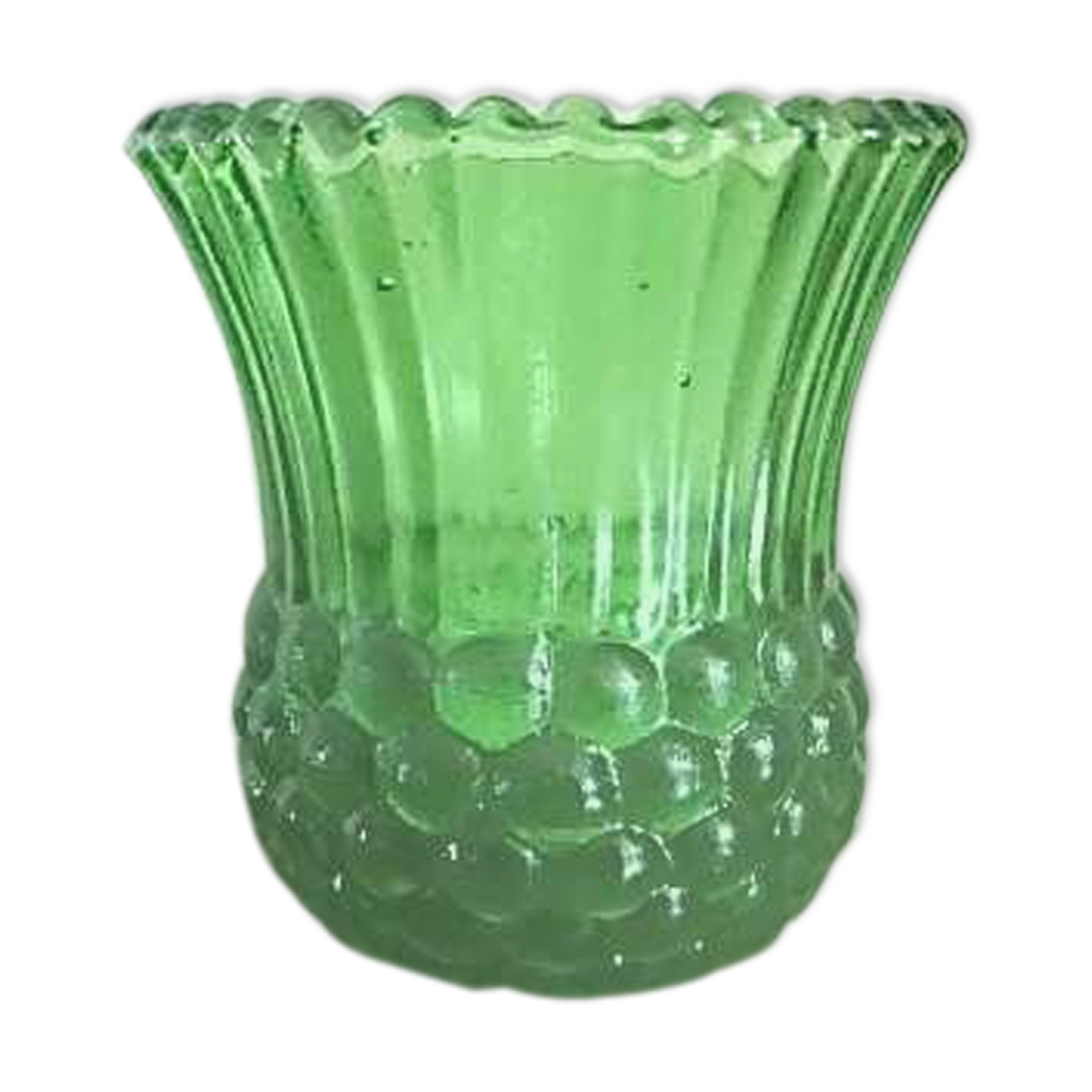 Very small green vase bottle