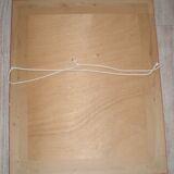Miroir contemporain en bois rehaussé de 2 liserés en laiton 45x54cm