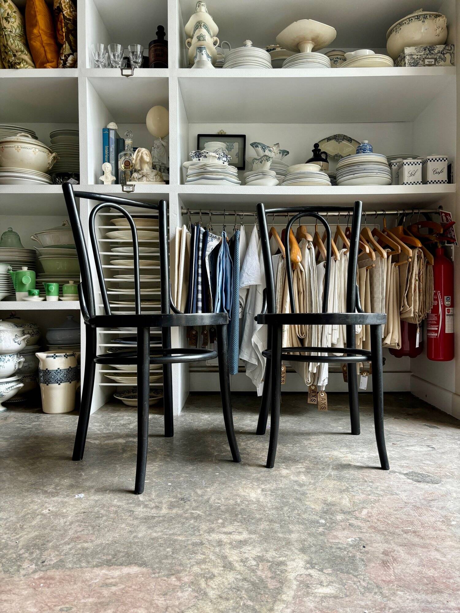 2 bistro chairs in black bent beech