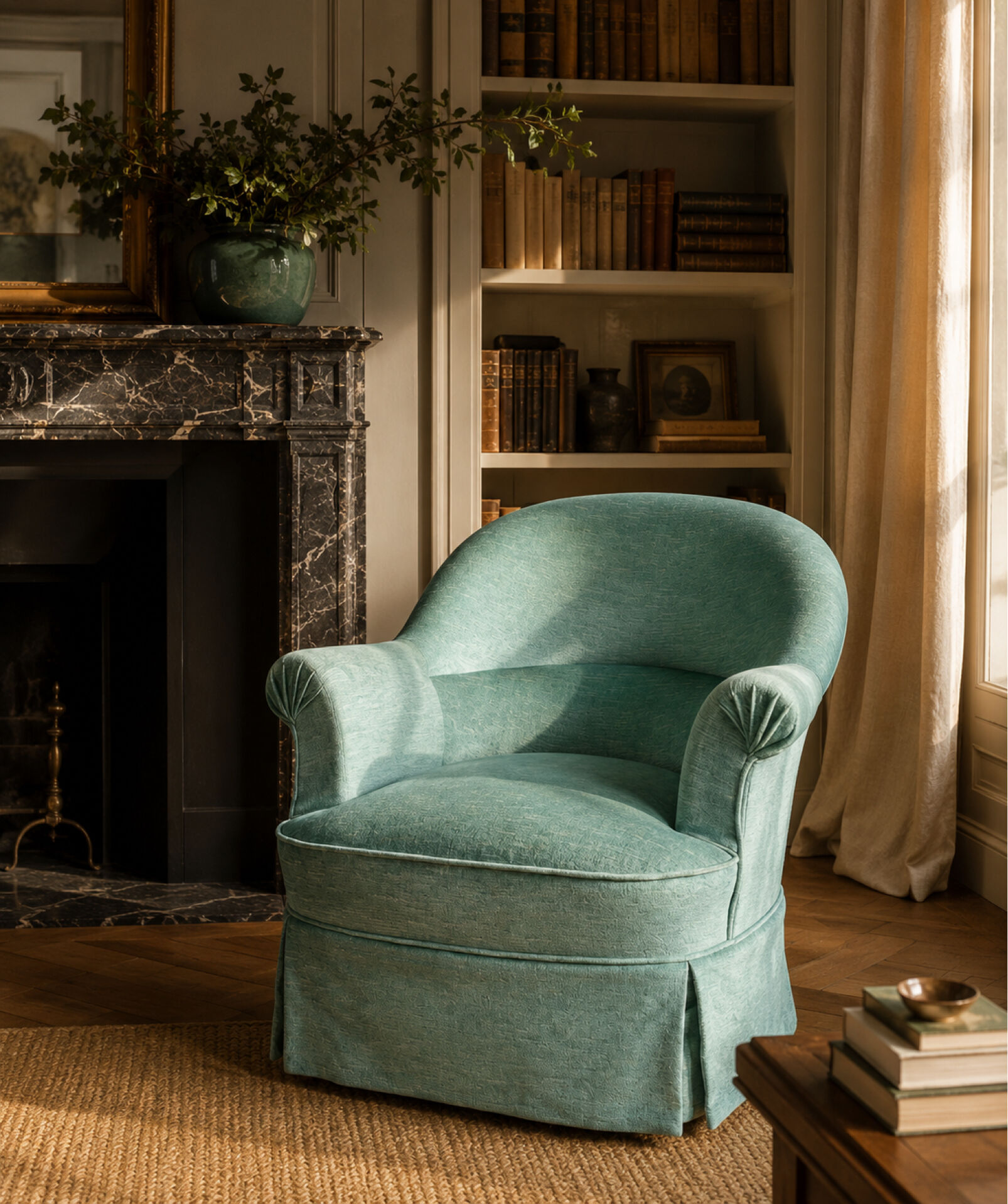 Pair of green velvet frog chairs from the 1970s.