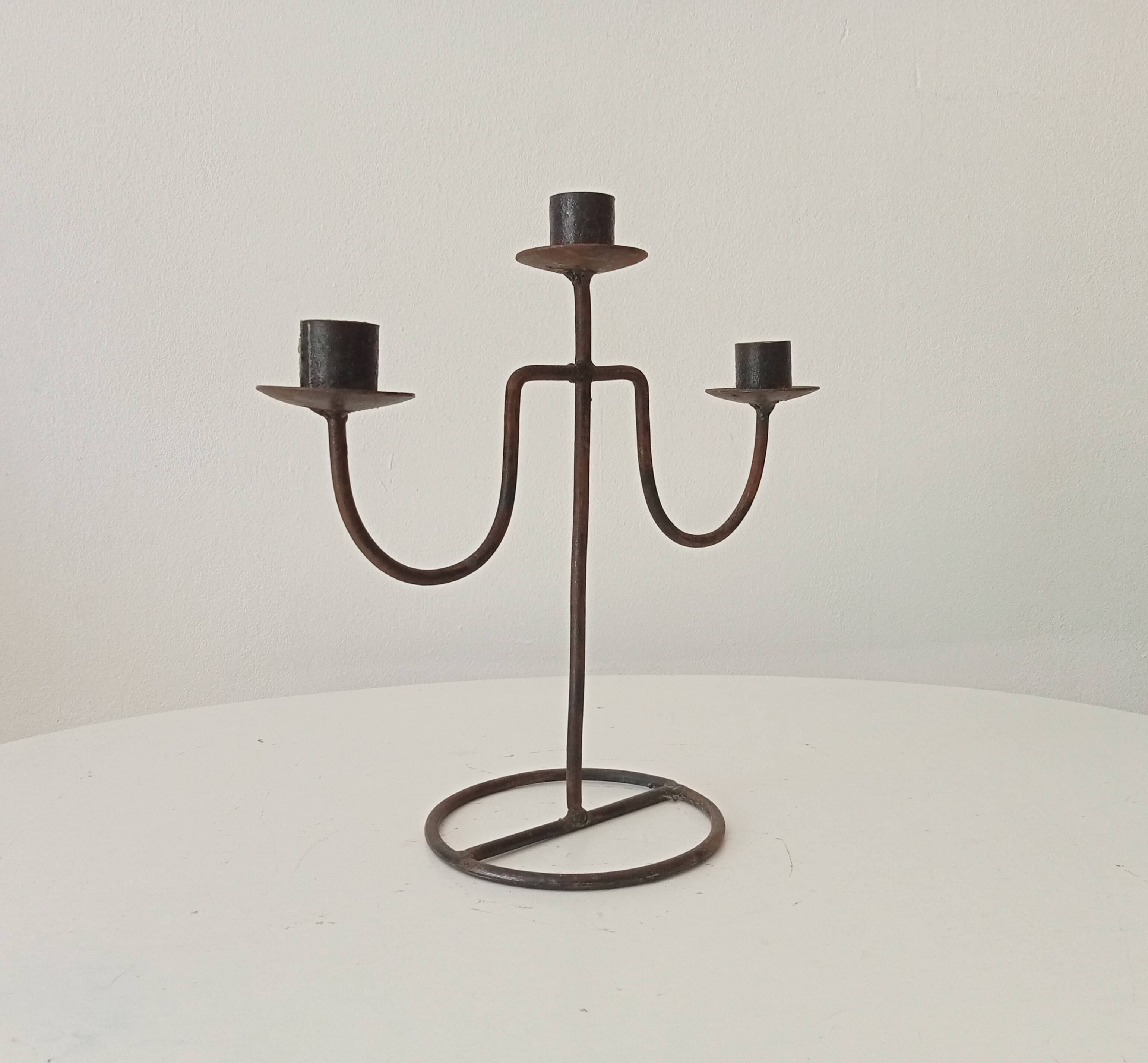 Vintage brutalist wrought iron chandelier
