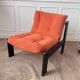 Fauteuil velours orange années 80