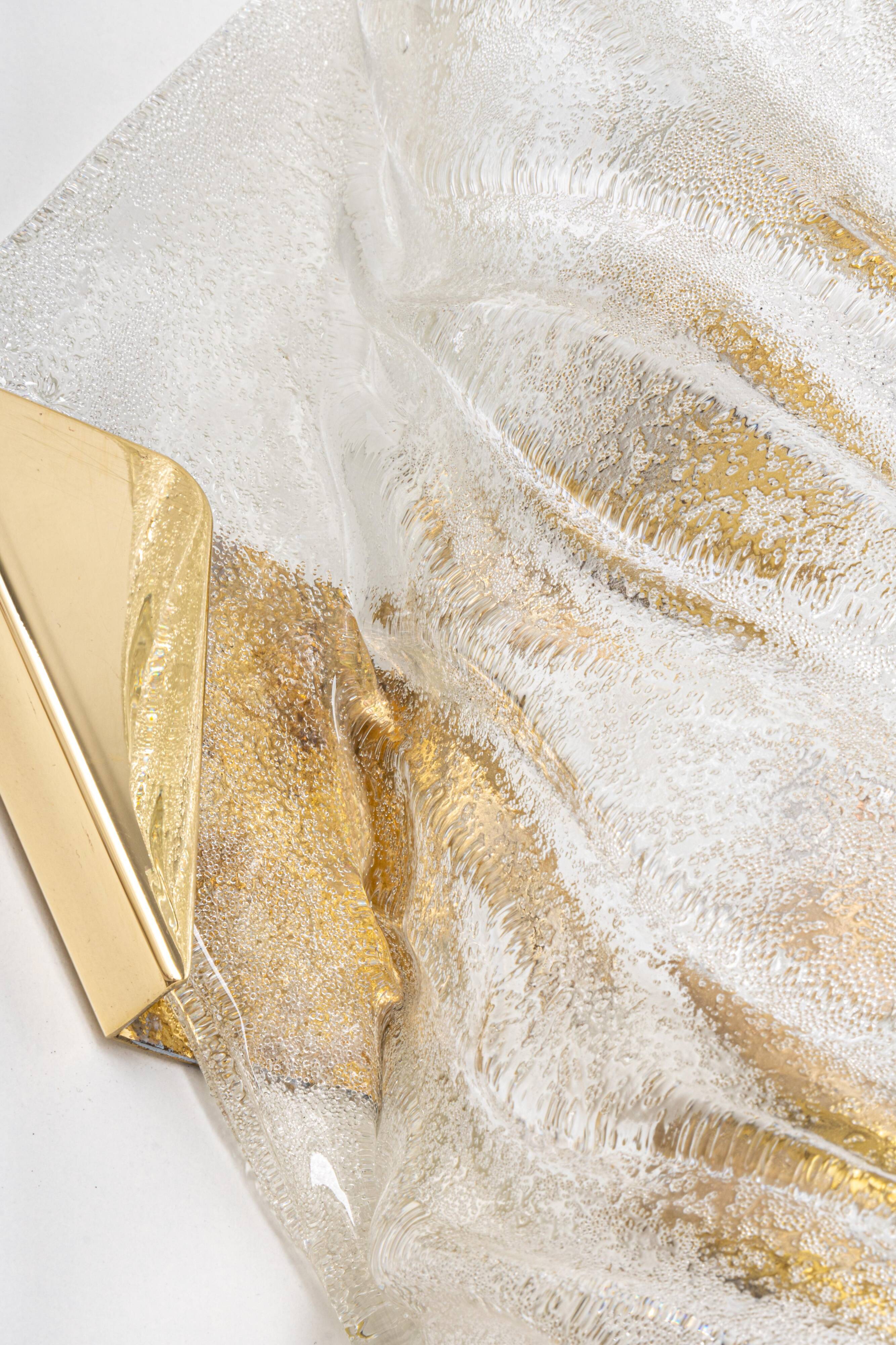 Paire de grandes appliques murales angulaires en verre Murano par Hillebrand, Allemagne, années 1960