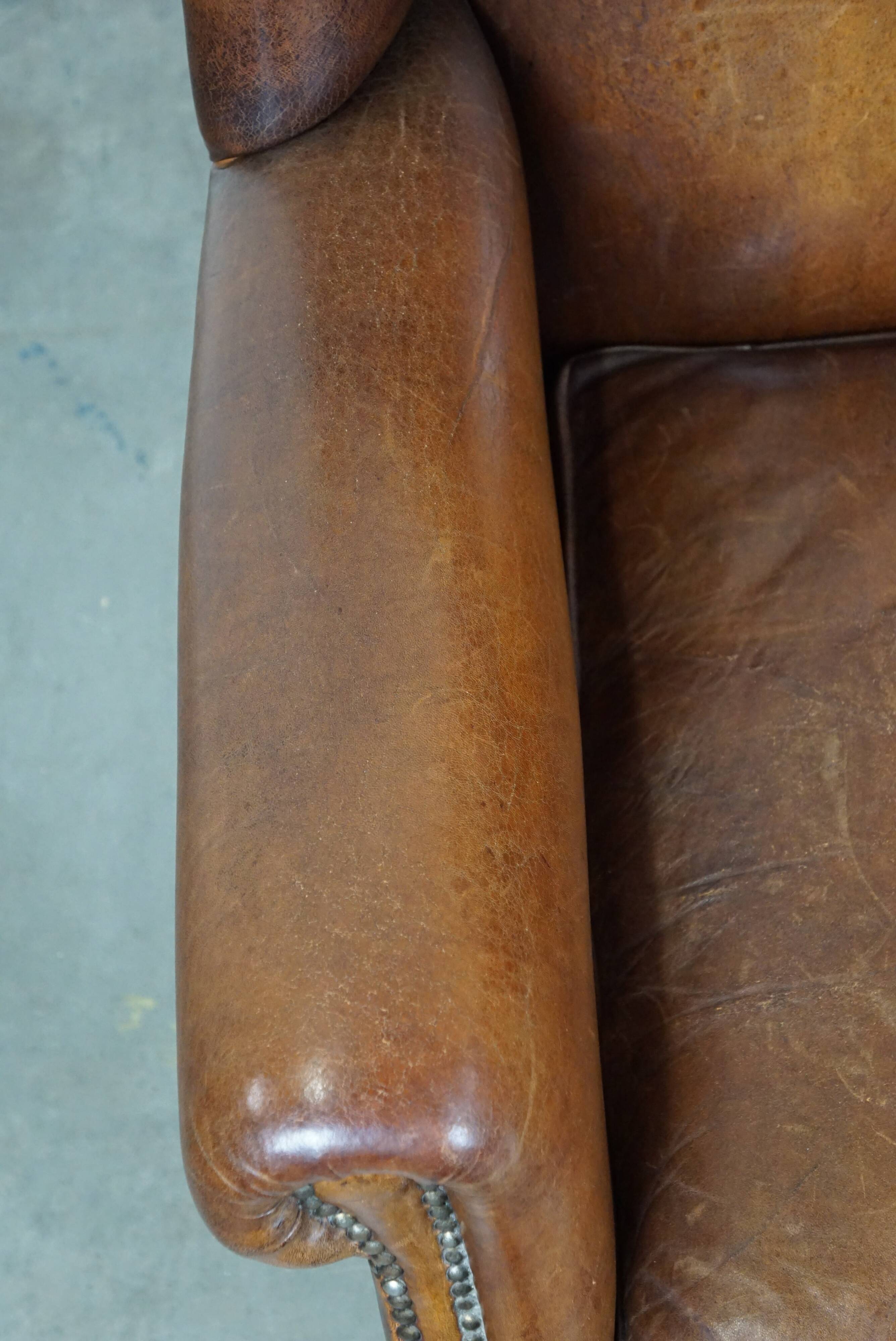 especially comfortable wingback chair made of sheepskin leather, stunning colors