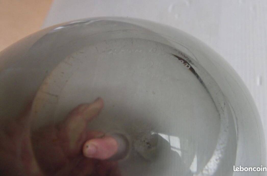 Danish glass vase in grey-black. Signed with the artist's monogram.