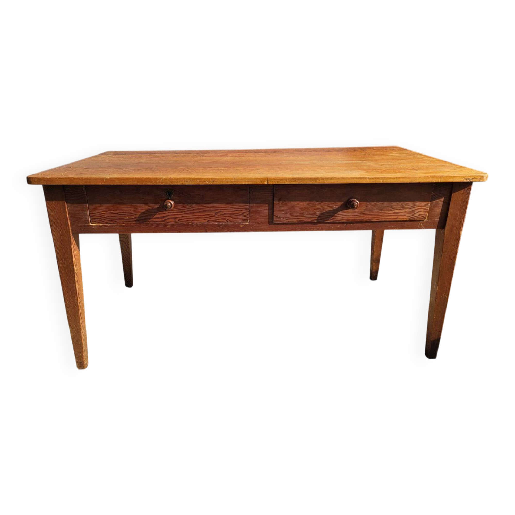 Pine farmhouse table ● Honey patina & Zebra grain