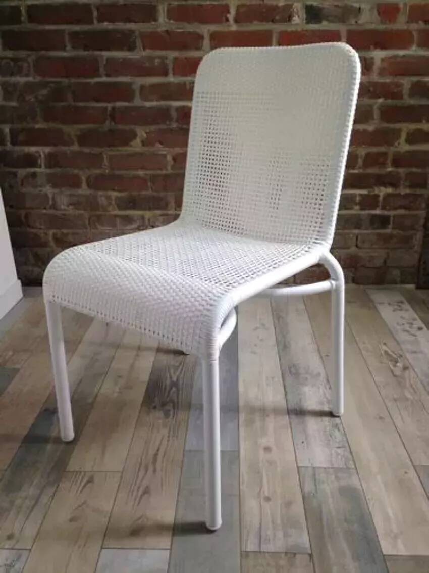White woven resin garden chair