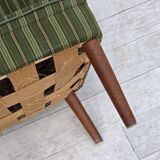 1960s, Danish armchair, green furniture wool, teak wood.