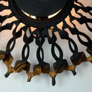 1960s SCONCE mid century sunburst brutalist black iron and copper colored