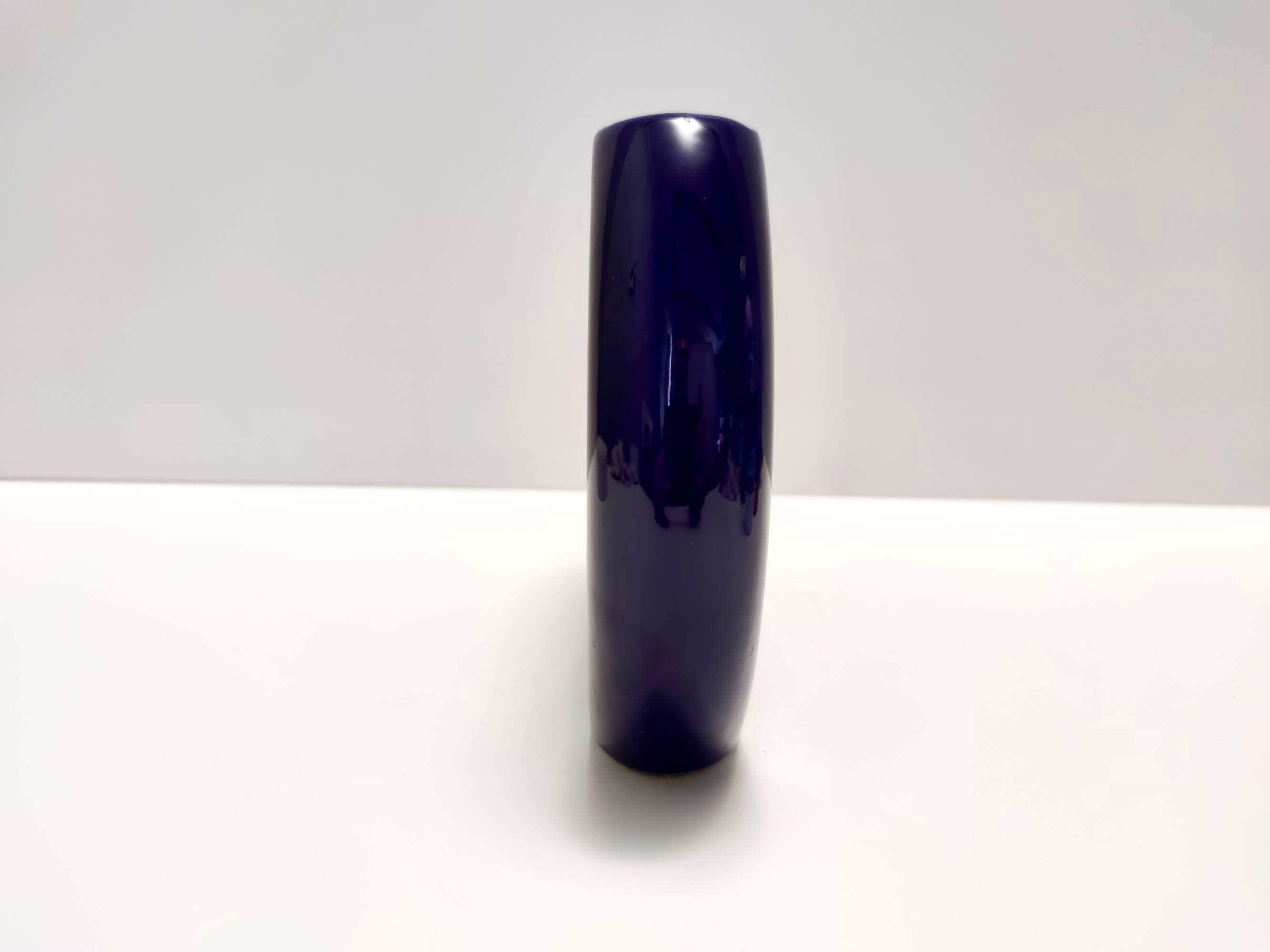 Geometrical Blue Glazed Vase by Pietro Arosio for Parravicini, Italy