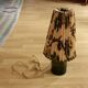 Rockabilly glass footed table lamp with a fabric lampshade, comes direct from the 1950s