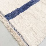 Berber carpet beni ouarain ecru blue line 243x160m