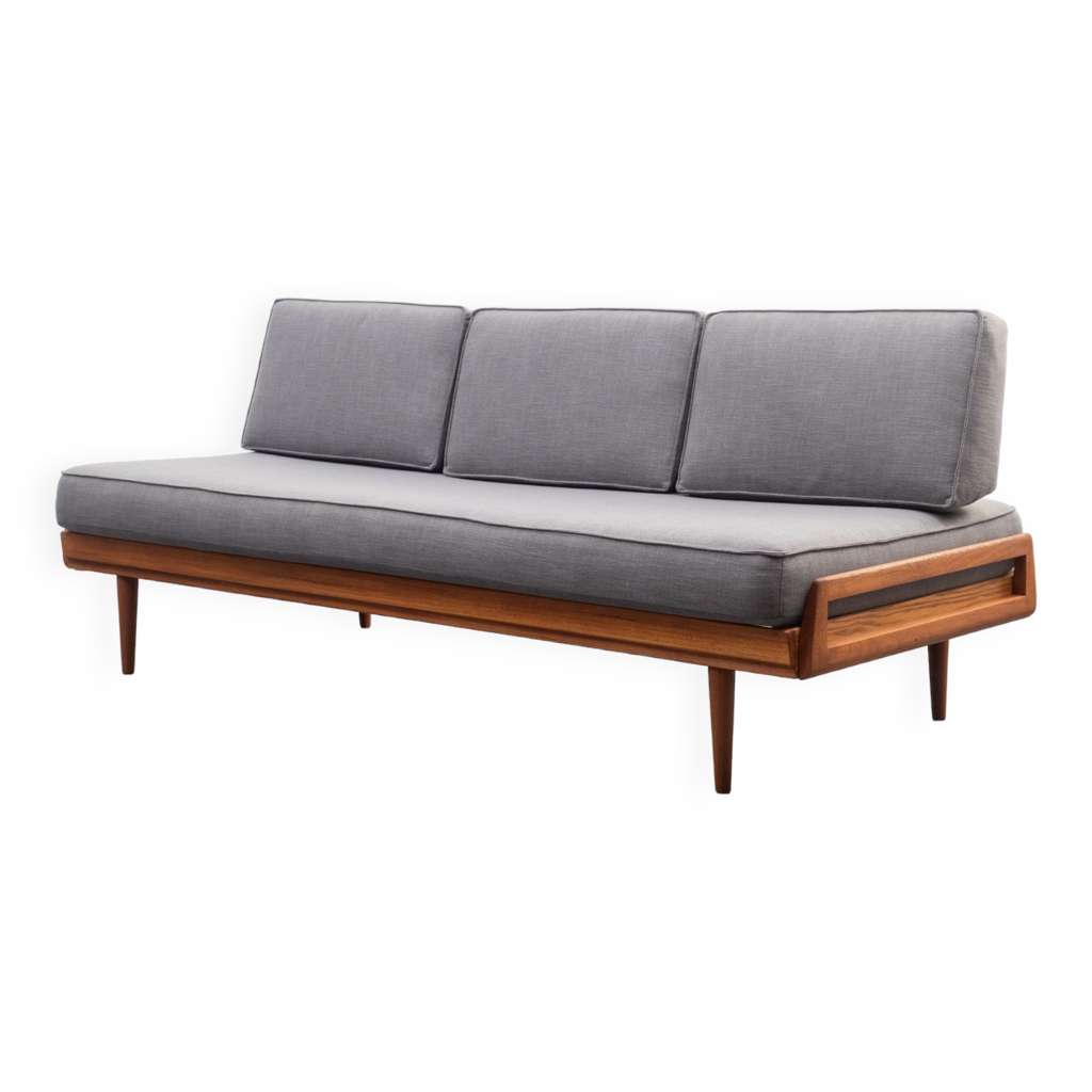 Banquette en tissu rouge de style charles X empire