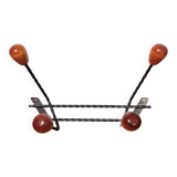 Vintage wall coat rack 4 wooden hooks