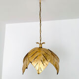 Gilded Italian Hollywood Regency palm leaf chandelier by Hans Kögl