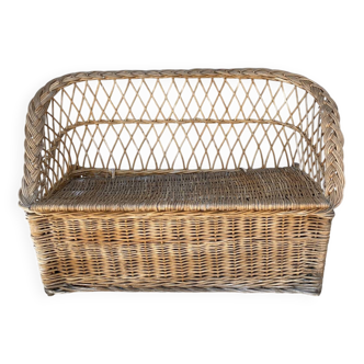 Banc coffre enfant en osier