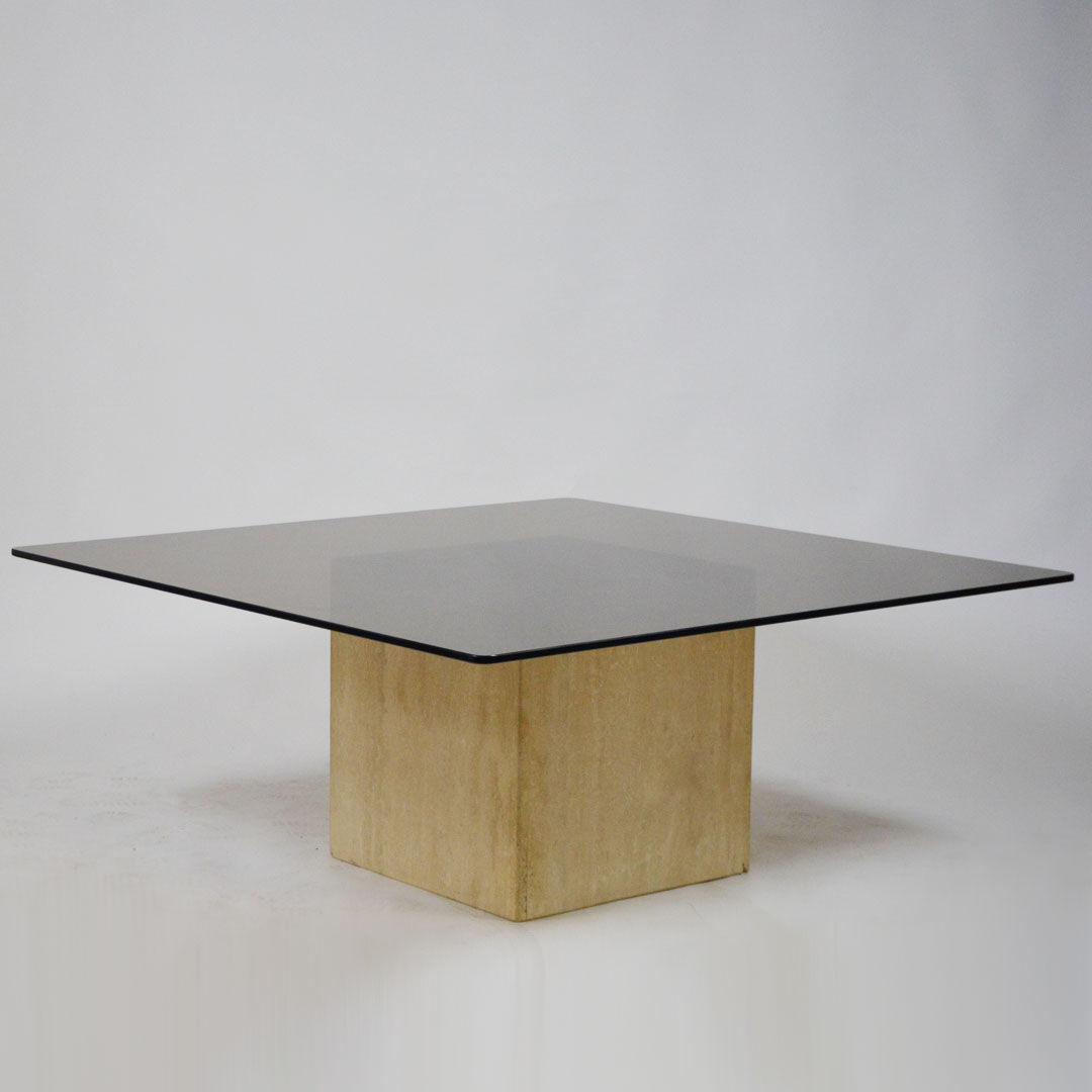 Smoked Glass Travertin coffee table