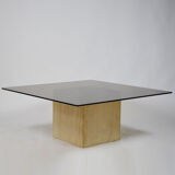 Smoked Glass Travertin coffee table