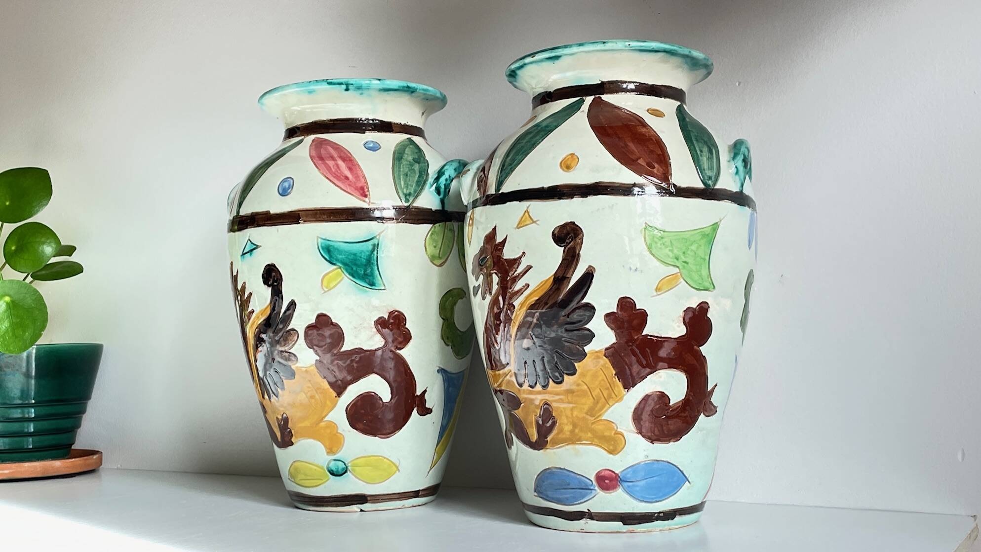 Vases vintage italy motif dragon