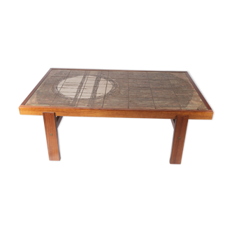 Table basse en teck avec carreaux de design danois, années 1960