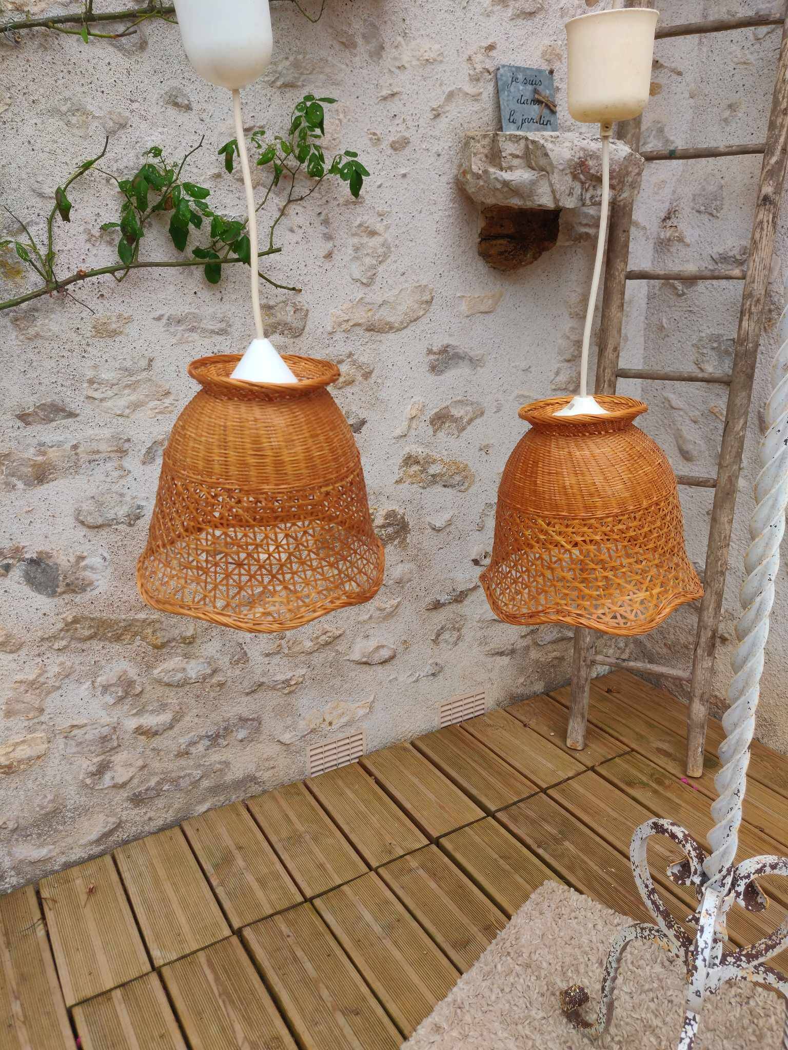 Old rattan pendant lamps