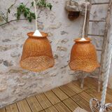 Old rattan pendant lamps