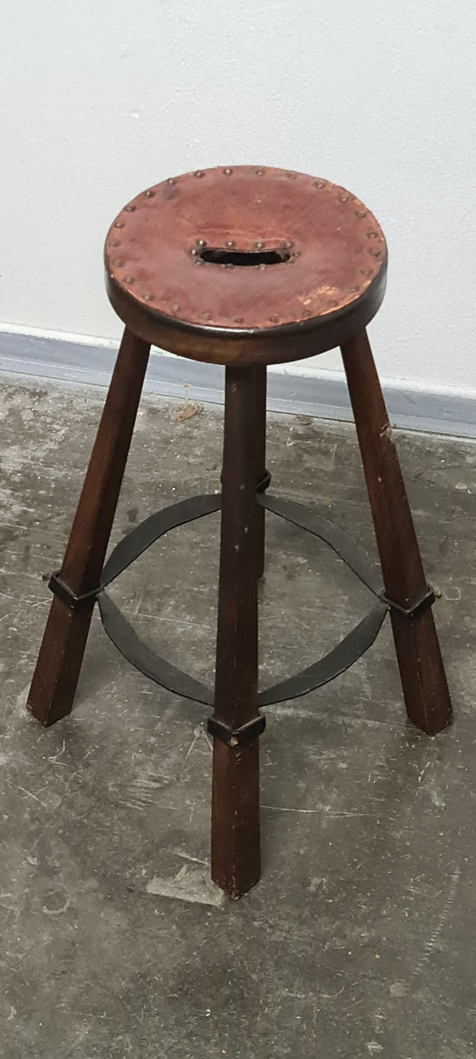 Vintage set of 3 Brutalist bar stools