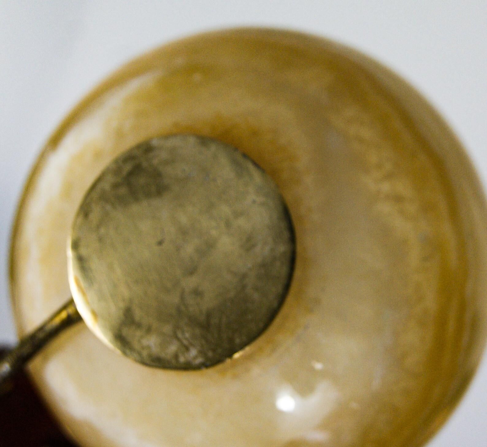 Set of 4 marble and brass espresso cups and saucers