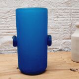 Vase pate de verre bleu