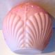 Art deco ball vase in pink opaline enamelled with flowers, 4 shells in relief