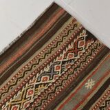 5x8 Faded Vintage Kilim Rug, Antique Home Decor, 154x244Cm