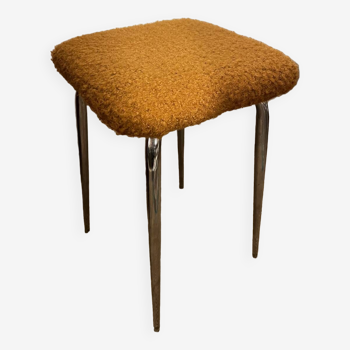 Vintage camel and chrome loop wool stool