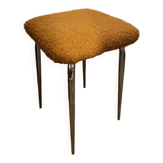 Vintage camel and chrome loop wool stool