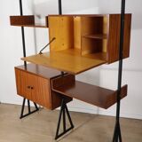 Vintage modular bookcase in wood and metal, Italy, 1960