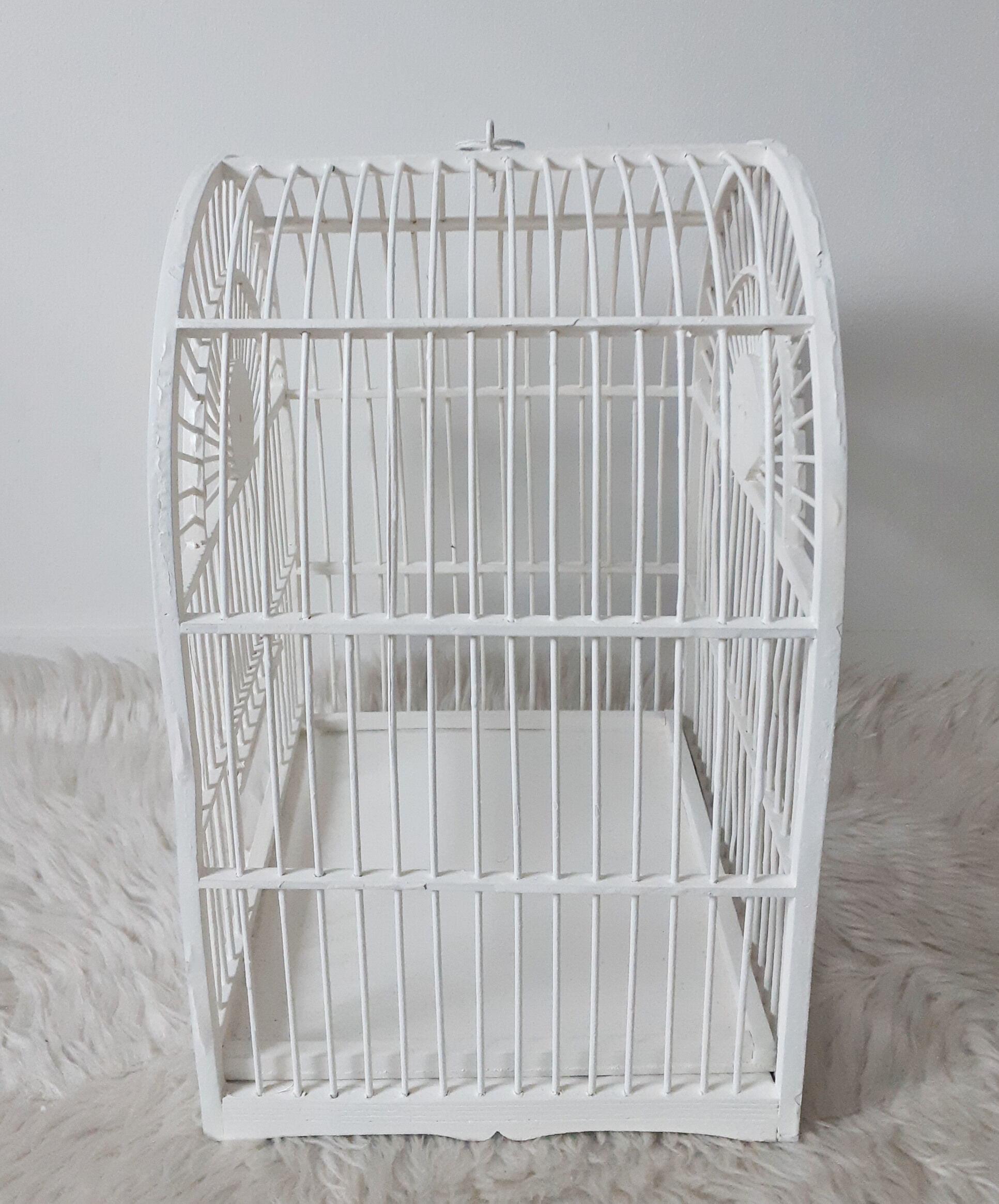 Vintage white cage for wooden decoration