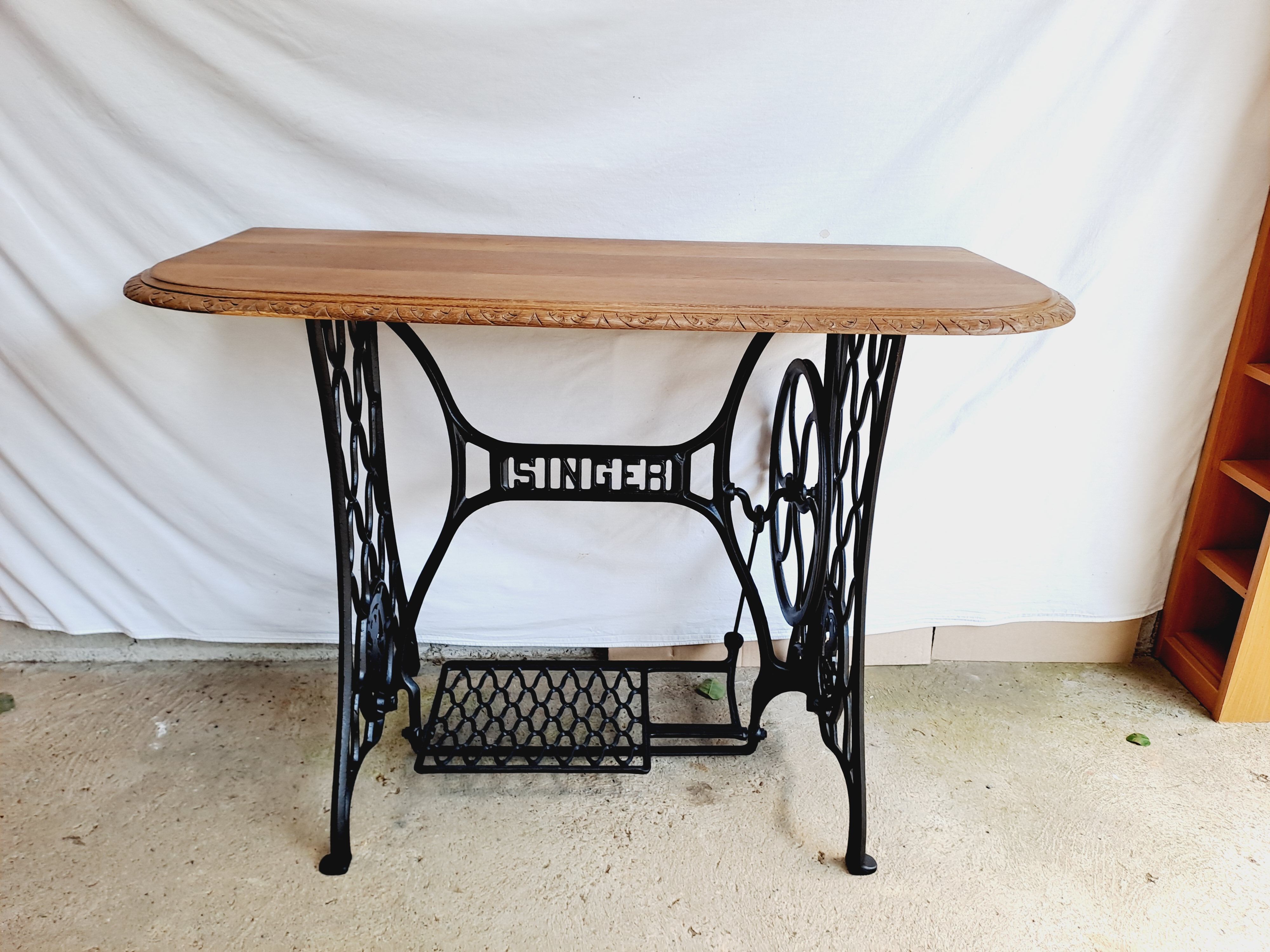 Cast iron and wood console
