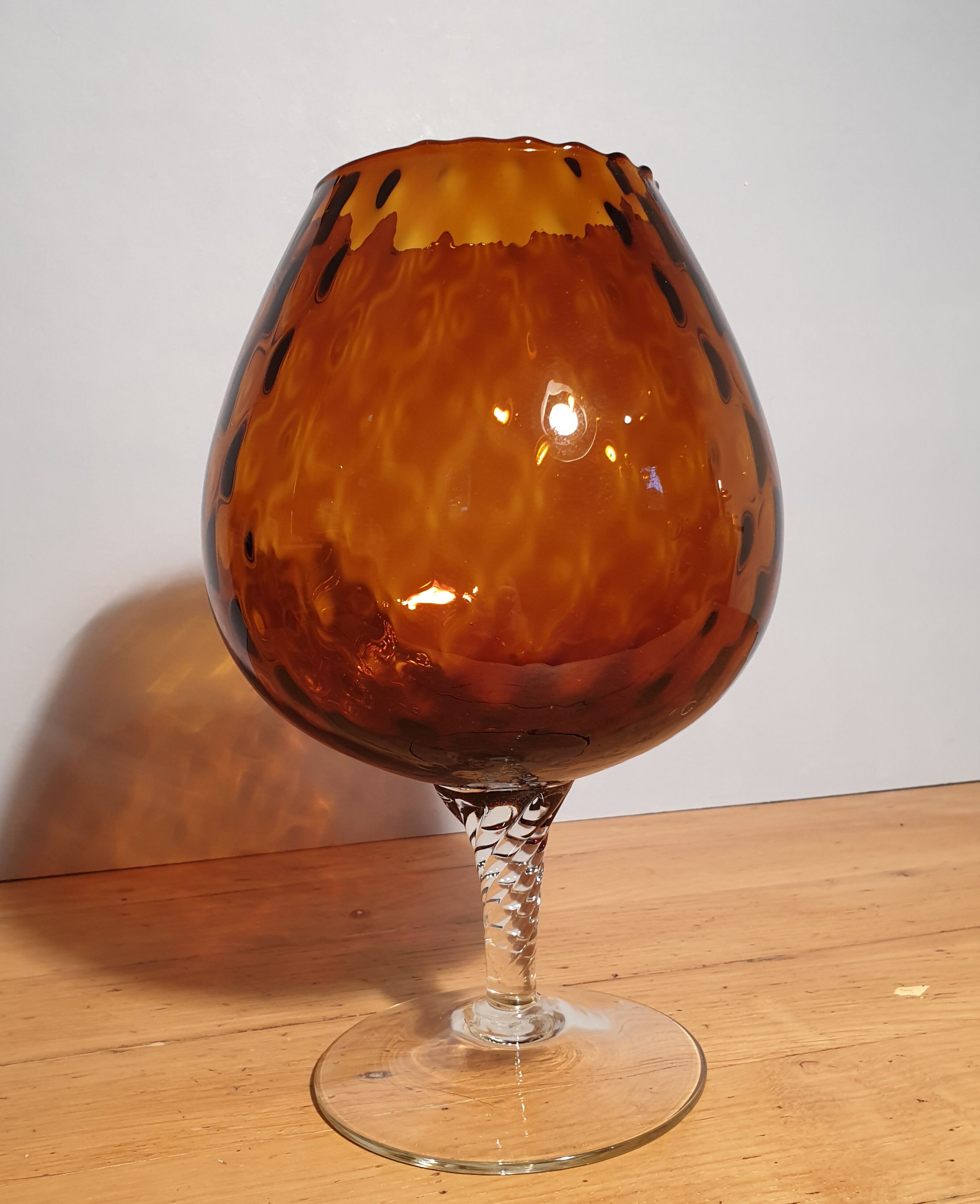 Amber glass ball cut. Italian. Empoli.  1950s
