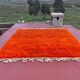 Large Beni Ouarain Rug 260x260 cm – Vibrant Orange Wool, Unique Piece