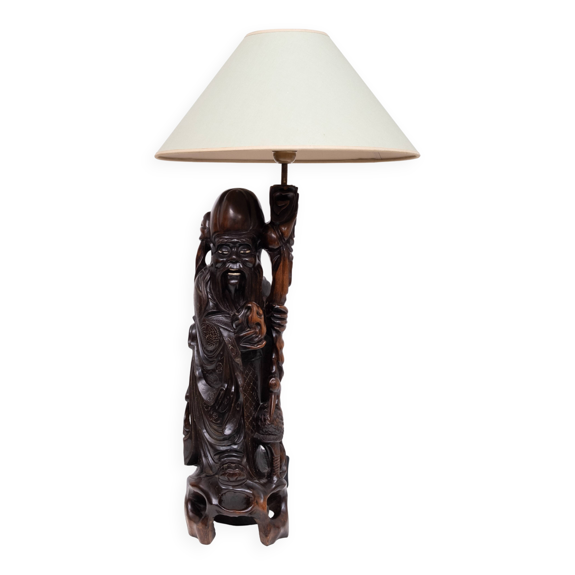 Table lamp Rosewood - Shoulao - God of Longevity Prosperety - China