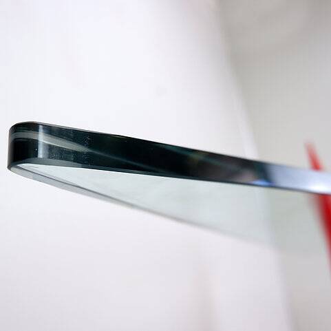 Glass and wood console table in the style of Marcello Pisani