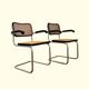 Pair of B64 armchairs with armrests Marcel Breuer