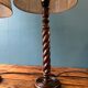 Pair of table lamps in turned wood, manual work