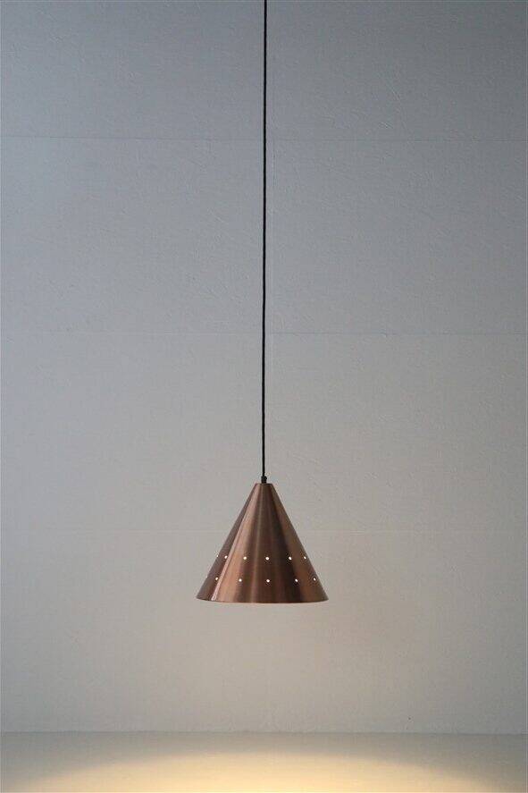 Mid-century cone pendant lamp / copper / aluminium / Danish modern design / 1960s