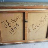 Ancien tableau nature morte signé & encadré : je bastel