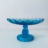 Coupe sur pied en verre bleu