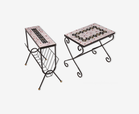 Ensemble table basse et porte-revues vintage, 1960