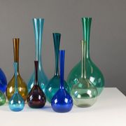 Set of 10 Scandinavian glass vases by Arthur Aercy for Gullaskuff, 1960s,