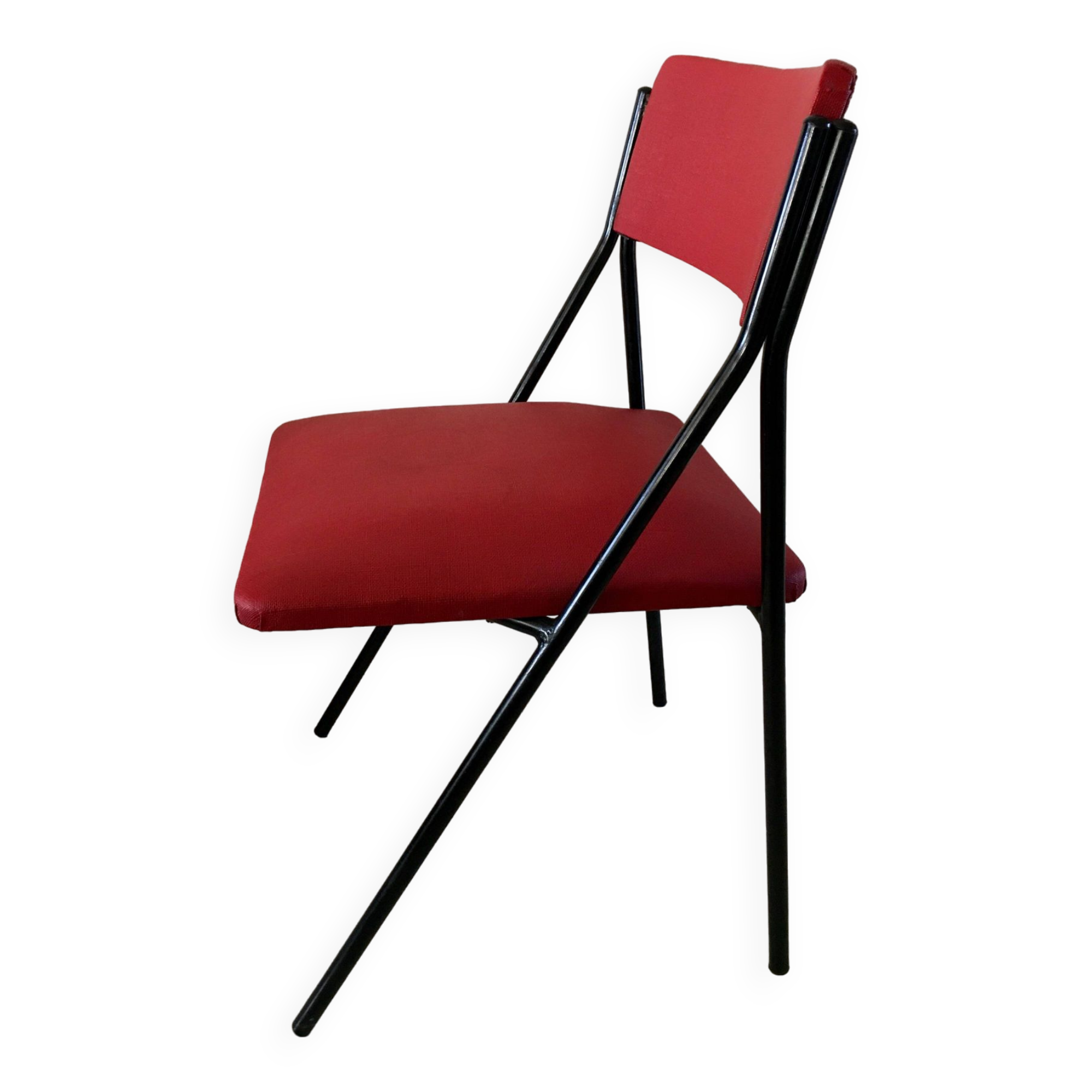 Geometric steel and skai design chair