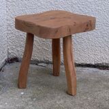 Vintage solid elm tripod stool 1960